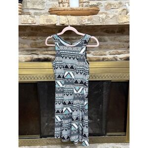 90s Y2K Mudd Geometric Print Teal Black White‎ Size Medium Dress